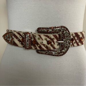 BLING! BHW Western ZEBRA Gold RHINESTONE Cowgirl RODEO BELT